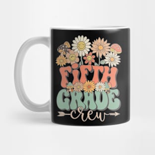 Back To School Retro Groovy Wildflower Fifth Grade Crew Funny Teacher Girls Mug